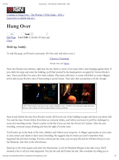 Hung Over The Witcher 2 Wiki Guide Ign Pdf Document