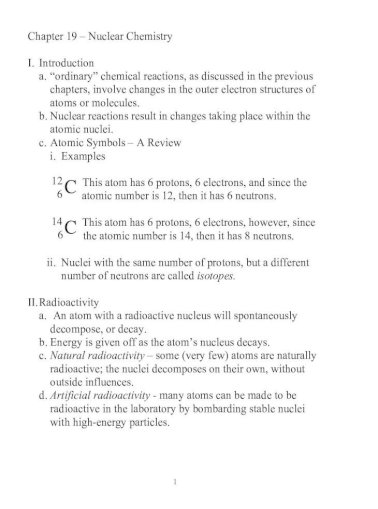 Chemistry review nuclear Nuclear Chemistry