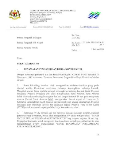 Surat Pampasan Terhadappenamat Kontrak Perkhidmatan