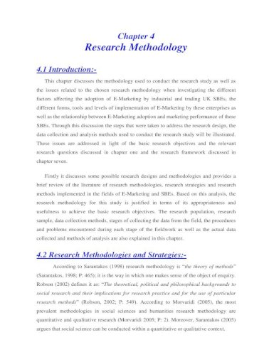 Chapter 4 Research Methodology Dphu The Research Population Research Sample Data Collection Pdf Document