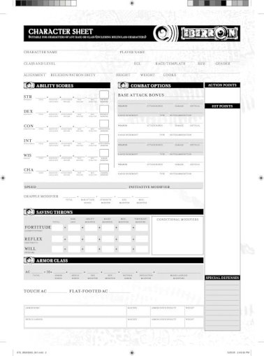 Printable 3.5 character sheet pdf