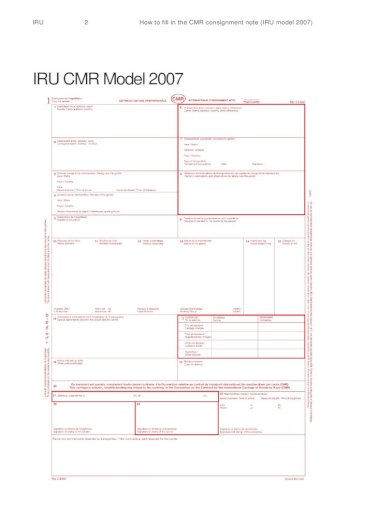 How To Fill In The Cmr Consignment Note Iru Model 07 To Fill In The Cmr Consignment Note Iru Model 07 Account The Advances In The Field Of The Consignment