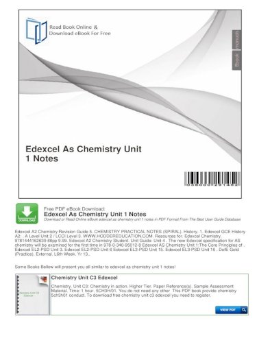 Edexcel As Chemistry Unit 1 Notes Chemistry Revision Notes Unit 3 Introduction To As Chemistry Revision Notes Unit 3 Introduction To Questionbase As Level Revision Notes As Pdf Document