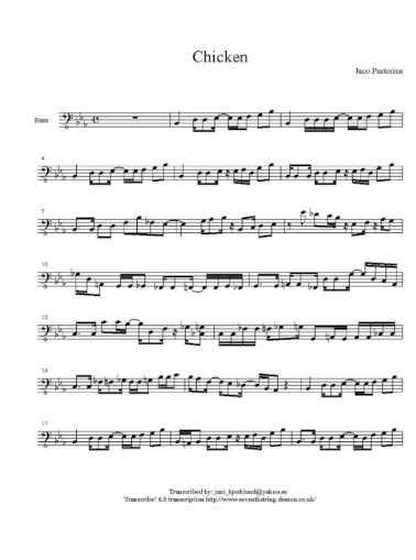 Opaque kedel Lærd Jaco Pastorius - Chicken (Bass Score) Kensey - [PDF Document]