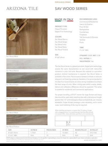 SAV WOOD SERIES - Arizona Tile WOOD SERIES Sav Wood Miele Sav Wood Bianco ... Sav Wood Iroko Wood Miele Sav Wood Tortora RECOMMENDED USES Commercial [PDF Document]