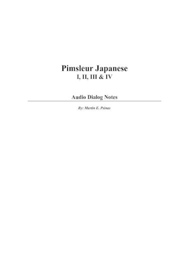 Pimsleur Japanese Complete Notes Pdf Document