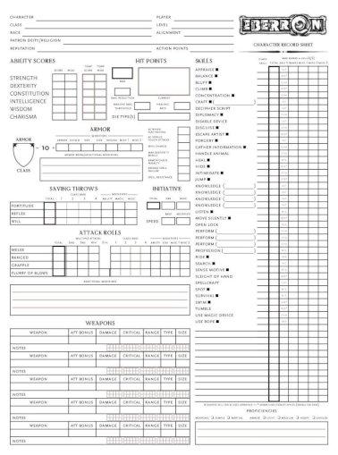 D D 3 5 Character Sheet 2 26 Eberron Version Pdf Document