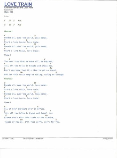 Love Train Script Heart chanson LYRIC Imprimer