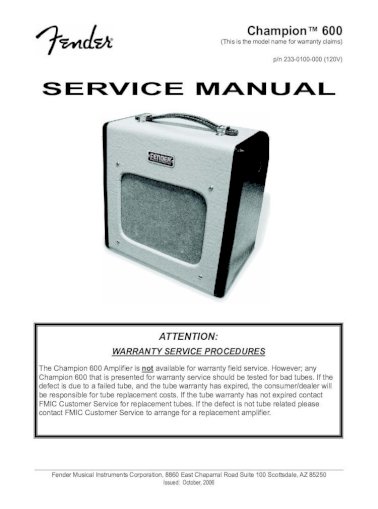 Slange Eve Spænde Fender Champion 600 Service Manual - [PDF Document]