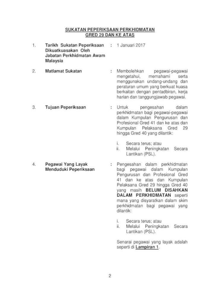 Sukatan Peperiksaan Perkhidmatan Gred 29 Dan Ke 2017 Panduan Pengurusan Pejabat Pekeliling Perkhidmatan Pdf Document