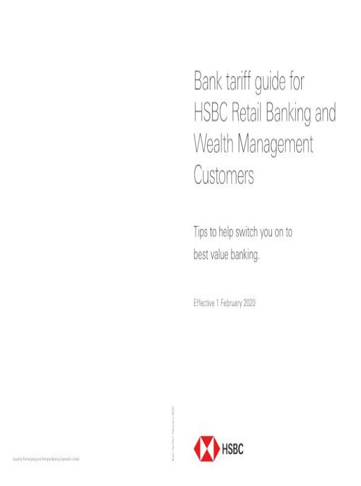 Bank Tariff Guide For Hsbc Retail Banking And Wealth Bank